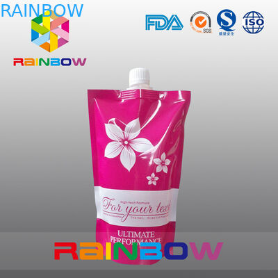 Pencetakan Disesuaikan White Stand Up Spout Pouch Untuk Shampoo / Liquid / Minum Makanan