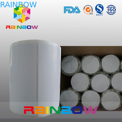 Tidak Ada Cetak Putih / Kosong Gulungan Kertas Polos Rectangle Shrink Sleeve Label Ukuran Khusus