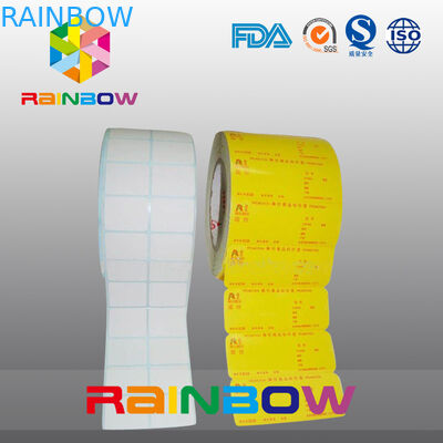 Tidak Ada Cetak Putih / Kosong Gulungan Kertas Polos Rectangle Shrink Sleeve Label Ukuran Khusus