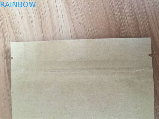 Tas kertas disesuaikan kertas Kraft datar berjajar Foil tiga sisi segel tas kunci Zip atas