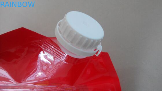 Dicetak Logo Stand Up Spout Pouch Dengan Handle Untuk Minyak Goreng 4.5L / Huile De Canola