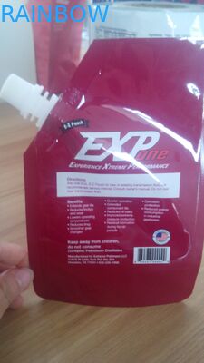 Kantong plastik kemasan merah cair standar FDA / kantong fleksibel Stand Up Spout