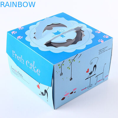 Pink Blue Square Kue Ulang Tahun Kotak Kertas Kemasan / Kotak Hadiah Disesuaikan