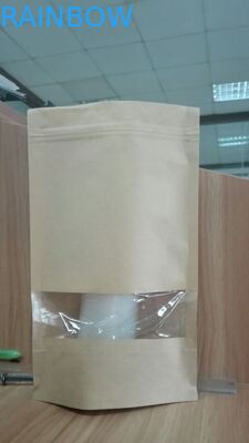 Kraft Mylar Ziplock Pouch Disesuaikan Stand Up Paper Bag Dengan Jendela Rectangular