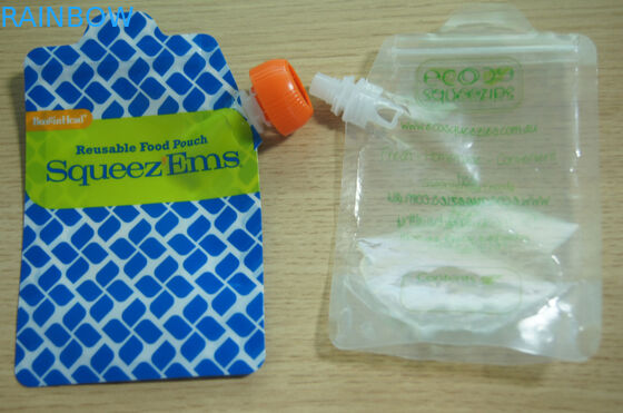Dapat Diperbaiki Kembali Food Grade Stand Up Ziplock Makanan Bayi Side Spout Bags Kustom Dicetak