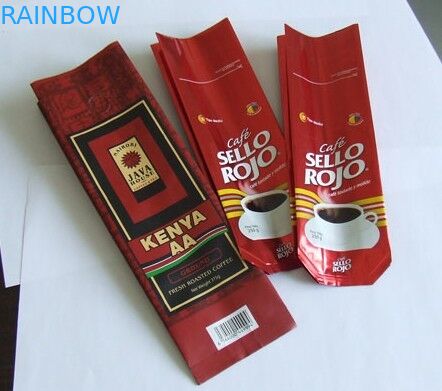 Tas Kopi Foil Desain Kustom Dengan One Way Degassing Valve, Hijau / Hitam