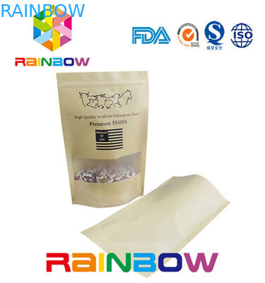 Tas Kertas Customised Brown Bawah Datar / Kantong Kertas Kerajinan Dengan Ritsleting