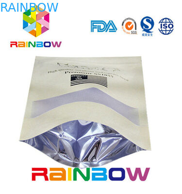 Tas Kertas Customised Brown Bawah Datar / Kantong Kertas Kerajinan Dengan Ritsleting