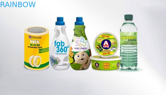 Susu Putih PVC / PET Kecilkan Lengan Label Pencetakan Panas Sensitif Gravure