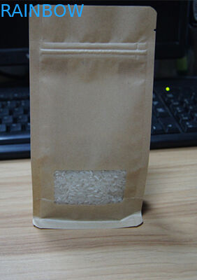 Block Bottom Kraft Paper Snack Bag Kemasan Flat Bottom Pouch Dengan Pocket Zipper