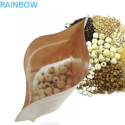 Tas Kertas Kraft Food Grade Dengan Jendela Jelas / Tas Mylay Untuk Kacang, Permen, Roti, Kopi