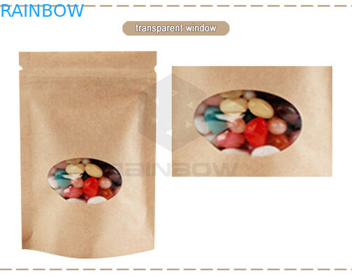 Ziplock Stand Up Pouch Kraft Kantong Kertas Coklat Untuk Kemasan Permen Buah Kering