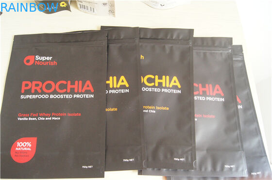 Pencetakan Disesuaikan Stand Up Foil Pouch Packaging Bag Untuk Protein Powder