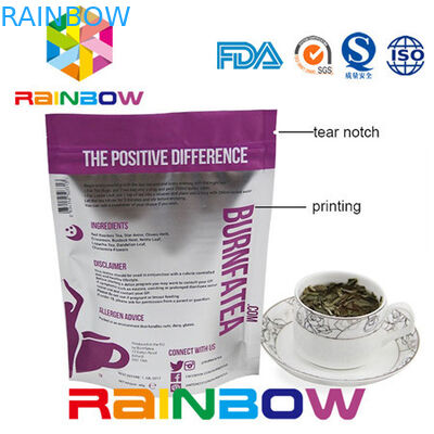 Side Gusseted Doy Pack Kertas Kraft Teh Kemasan Tas Aluminium Foil Kantong Plastik Ziplock