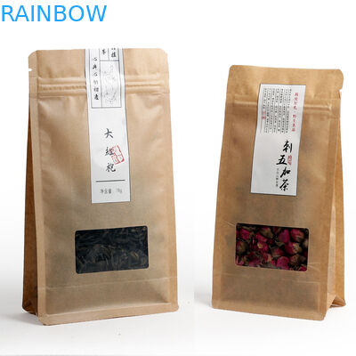 Kelembaban Bukti Datar Bawah Teh Kemasan Tas Dilaminasi Dengan Zipper Dan Jendela