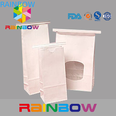 Putih Kraft Paper Flat Bottom Bags Windows Dengan Dasi Timah, Kemasan Biji Chia