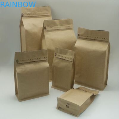 Mylar Zipper Kraft Paper Snack Bag Packaging Dengan Clear Window Untuk Biji Kopi / Kue