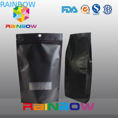 Hitam 70g 100g 250g 500g Kantong Plastik Kemasan Stand Up Coffee Bean Bag Dengan Valve