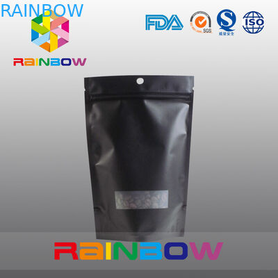 Disesuaikan 2oz Aluminium Foil Berjajar Black Matt Stand Up Coffee Bag dengan Valve