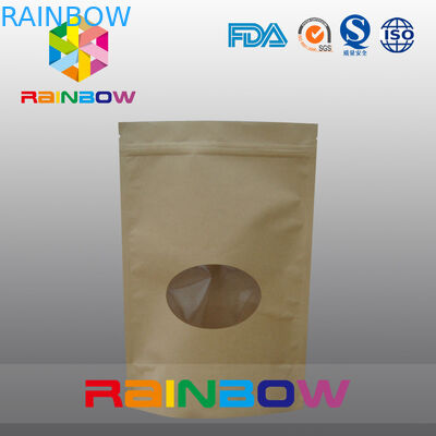 2 oz Kraft Paper Doypack Dapat Didaur Ulang Stand Up Coffee Bags dengan Window