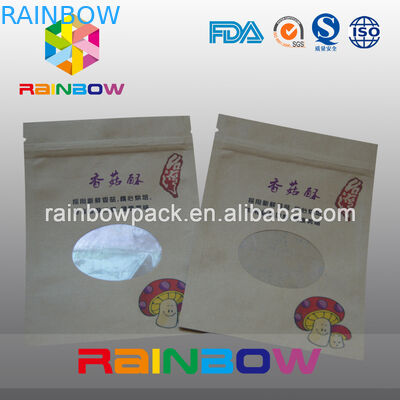 2 oz Kraft Paper Doypack Dapat Didaur Ulang Stand Up Coffee Bags dengan Window