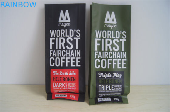 Tas kopi foil sisi gusset aluminium yang disesuaikan dengan katup, merah hijau