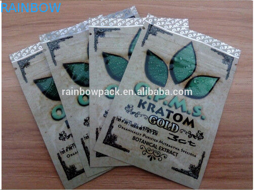 OPMS Kratom ekstrak botani emas pencetakan kantong ziplock plastik untuk cannabinoids kapsul kratom