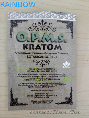 Kemasan Herbal Dupa Ziplock emas aluminium foil 3ct opms bubuk