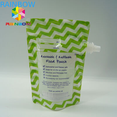 Juice Drink Spout Pouch Bag / Reusable Baby Food Spout Pouch Dengan Anti Bocor Ziplock