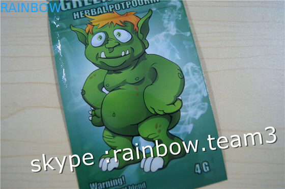 Tas dupa Herbal / tiga sisi segel ritsleting tas / tas dupa herbal kustom untuk 1g / 2g / 3g / 4g / 5g tas sachet untuk bubuk