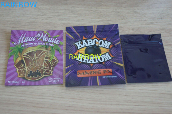 Tas dupa Herbal / tiga sisi segel ritsleting tas / tas dupa herbal kustom untuk 1g / 2g / 3g / 4g / 5g tas sachet untuk bubuk