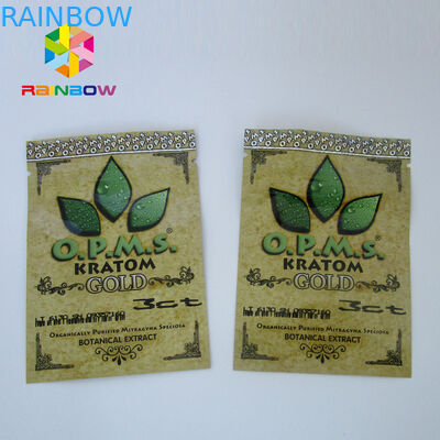Cetak kustom Kratom Botanical Extract Aluminium Foil Kantong Ziplock Untuk Cannabinoids Kratom Kapsul
