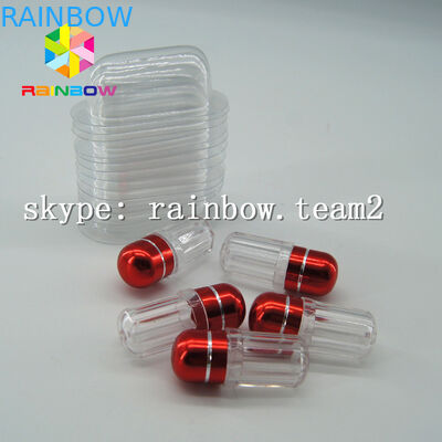 Botol obat plastik kapsul bening, wadah pil seks dengan tutup aluminium foil emas