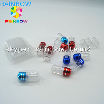 Botol obat plastik kapsul bening, wadah pil seks dengan tutup aluminium foil emas