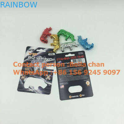 Hoki Perak / Emas pil seks Badak mainan untuk kemasan Go Rhino, botol bentuk Badak Logam