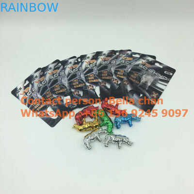 Hoki Perak / Emas pil seks Badak mainan untuk kemasan Go Rhino, botol bentuk Badak Logam