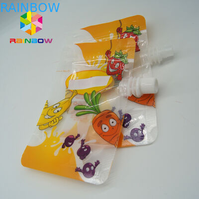 Kantong semburan minuman bening, kantong plastik berdiri cair dengan ujung semburan