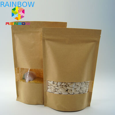 Kemasan Kantong Teh Stand Up, Heat Seal Kraft Paper Zipper Bags Reasealable