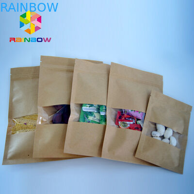 Kemasan Kantong Teh Stand Up, Heat Seal Kraft Paper Zipper Bags Reasealable