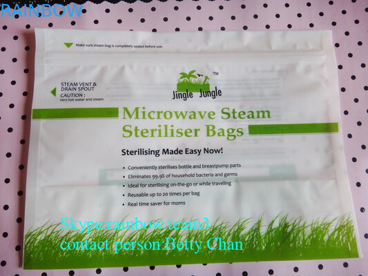Cetak kustom grosir berdiri tas steriliser microwave ziplock
