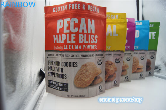 2017 desain baru promosi tas kemasan biskuit cokelat / 10 oz kantong keju dengan ritsleting