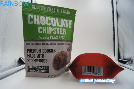 2017 desain baru promosi tas kemasan biskuit cokelat / 10 oz kantong keju dengan ritsleting