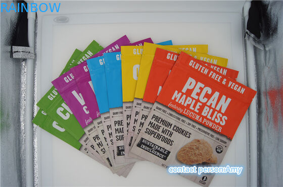 2017 desain baru promosi tas kemasan biskuit cokelat / 10 oz kantong keju dengan ritsleting