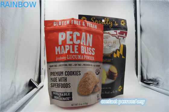 Tas Kemasan Makanan Ringan Plastik / Sachet Untuk Kue, Kantung Keju 10oz Dengan Ritsleting