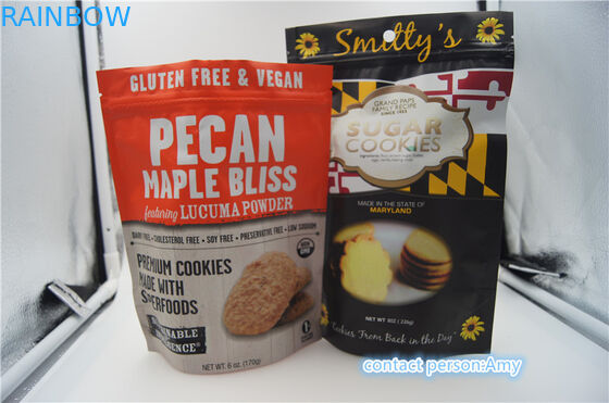 Tas Kemasan Makanan Ringan Plastik / Sachet Untuk Kue, Kantung Keju 10oz Dengan Ritsleting