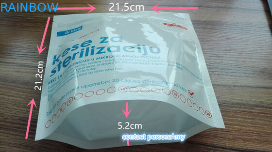 Stand Up Microwave Steam Steriliser Retort Bag / kantong steriliser microwave ritsleting plastik yang disetujui FDA