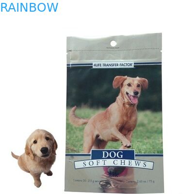 Kantong pengemasan makanan hewan peliharaan / kantong buhul sisi aluminium foil untuk kemasan kucing / makanan anjing / makanan hewan peliharaan