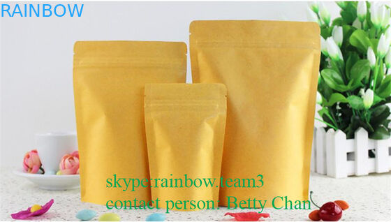 Promosi Brown Kraft Paper Bags Dengan Window / Doypack Heat Tea Sealable