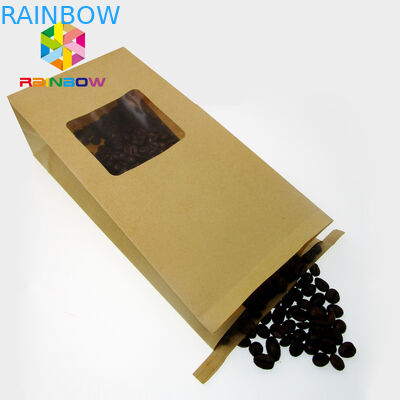 Disesuaikan Tin Tie Coffee Kantong Kertas Kraft Ditutup Kembali / 3 Side Seal Pouch