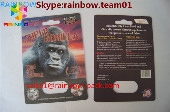 Kartu cetak 3D FX 25000 kartu 3D plastik lenticular Kustom dicetak badak V7 3D pil seks kemasan 3D kartu pil seks